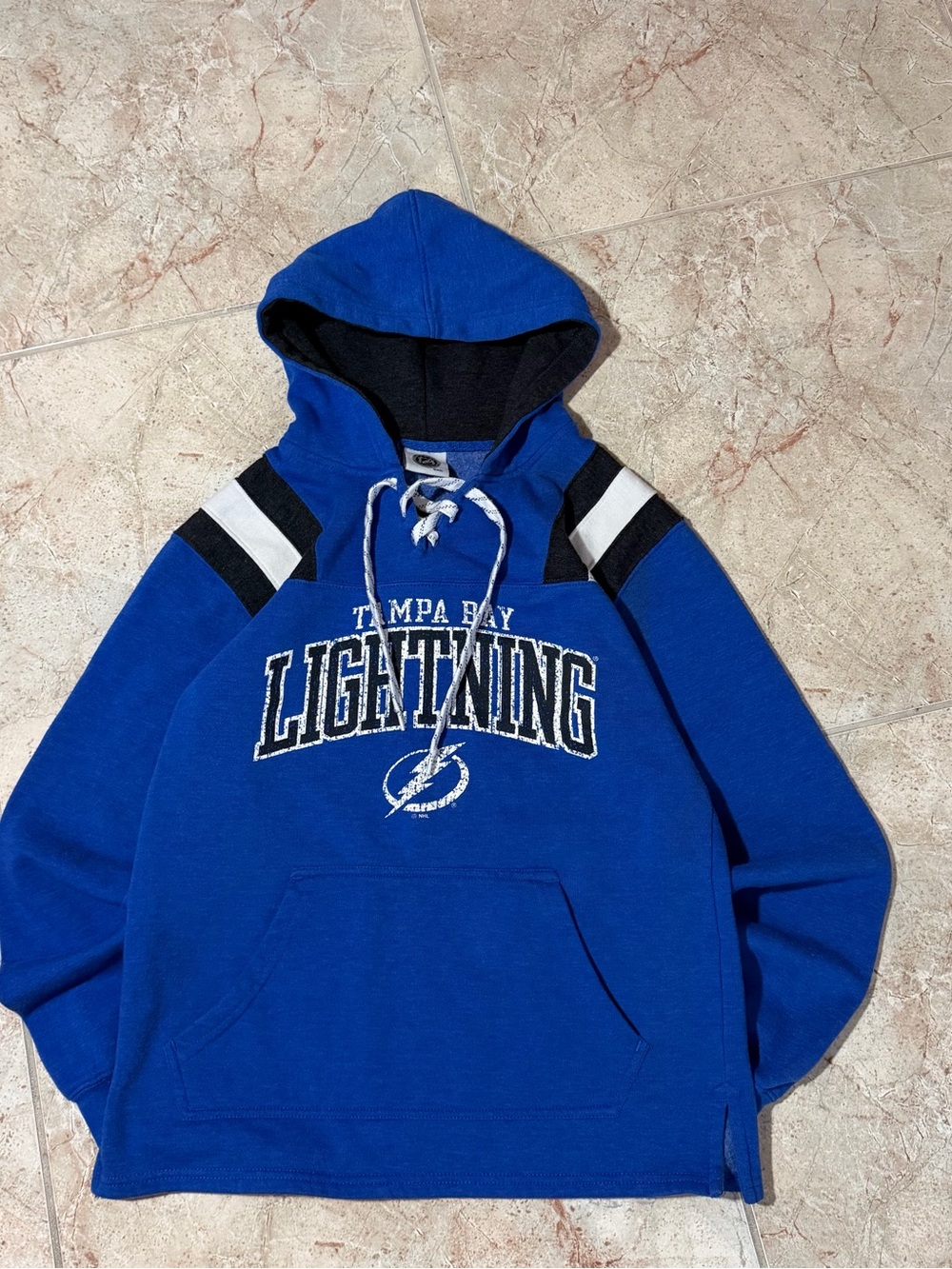 Tampa Bay Lightning NHL Blue Lace Up Hockey Hoodie Men’s S